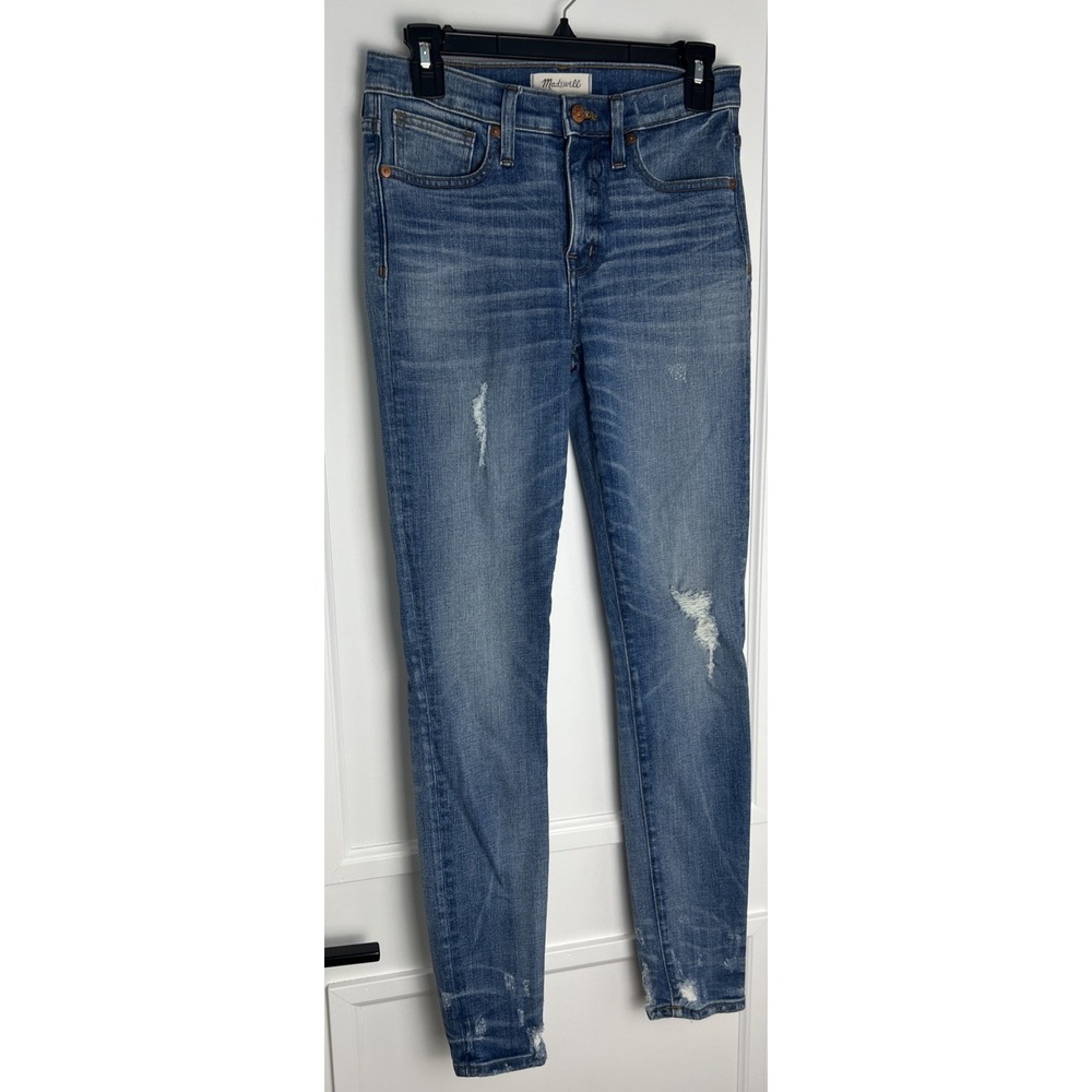 Madewell Jeans Womens Size 26T Blue Denim 9" High-Rise Skinny Ripped Torn